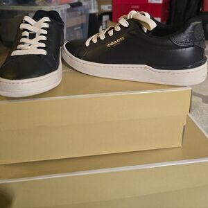 Coach Black Leather Lace Up Sneakers Size 6.5 - Like New